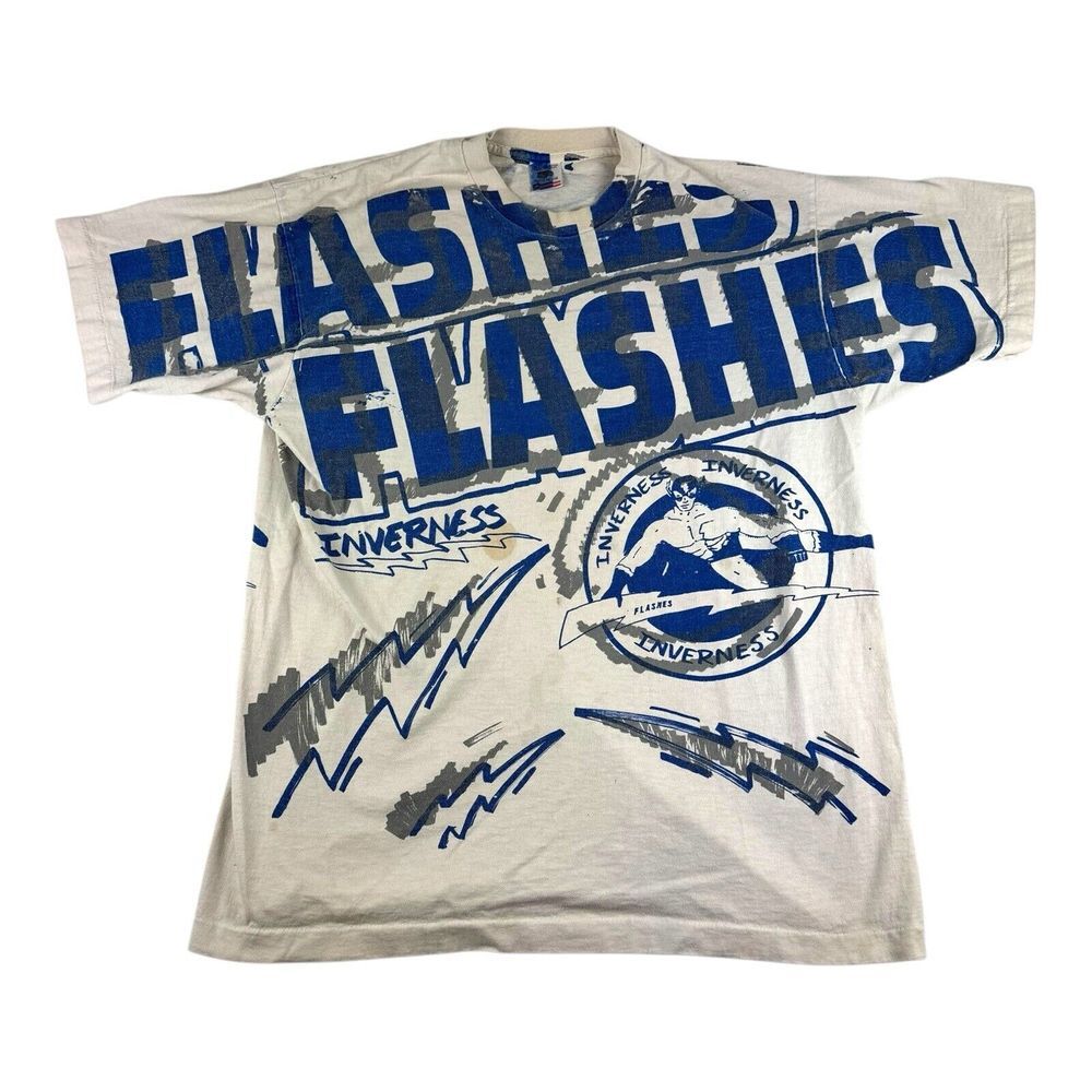 Vintage 90s Inverness High School Flashes Football AOP‎ T Shirt Florida Size XL